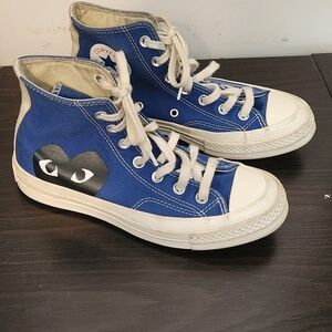 Converse Play X Come des Garcon  Blue High-Top Black Heart Sneaker M5 W7